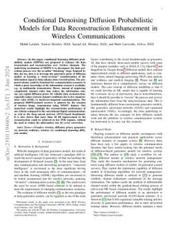 Conditional Denoising Diffusion Probabilistic Models for Data
  Reconstruction Enhancement in Wireless Communications