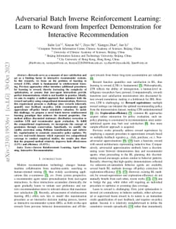 Adversarial Batch Inverse Reinforcement Learning: Learn to Reward from
  Imperfect Demonstration for Interactive Recommendation