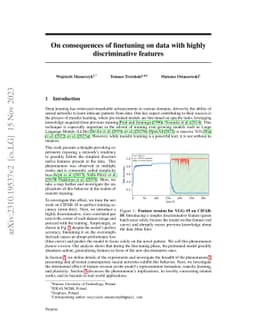 On consequences of finetuning on data with highly discriminative
  features