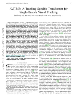 AViTMP: A Tracking-Specific Transformer for Single-Branch Visual
  Tracking