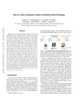 Harvest Video Foundation Models via Efficient Post-Pretraining