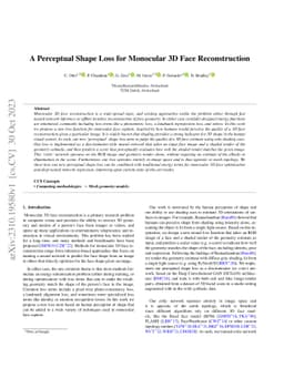 A Perceptual Shape Loss for Monocular 3D Face Reconstruction
