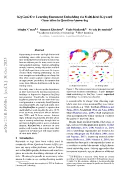 KeyGen2Vec: Learning Document Embedding via Multi-label Keyword
  Generation in Question-Answering