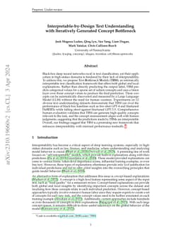 Interpretable-by-Design Text Understanding with Iteratively Generated
  Concept Bottleneck