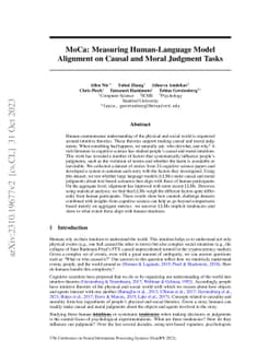 MoCa: Measuring Human-Language Model Alignment on Causal and Moral
  Judgment Tasks