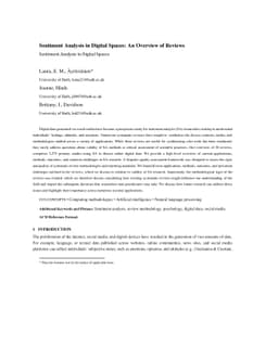 Sentiment Analysis in Digital Spaces: An Overview of Reviews