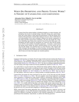 When Do Prompting and Prefix-Tuning Work? A Theory of Capabilities and
  Limitations