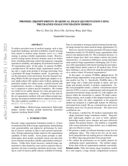 Promise:Prompt-driven 3D Medical Image Segmentation Using Pretrained
  Image Foundation Models