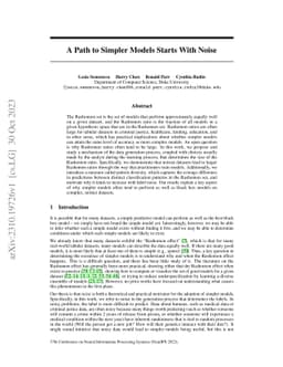 A Path to Simpler Models Starts With Noise