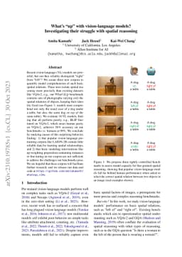 What's "up" with vision-language models? Investigating their struggle
  with spatial reasoning