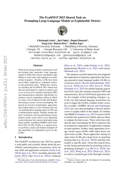 The Eval4NLP 2023 Shared Task on Prompting Large Language Models as
  Explainable Metrics