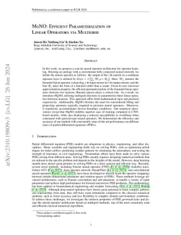 MgNO: Efficient Parameterization of Linear Operators via Multigrid