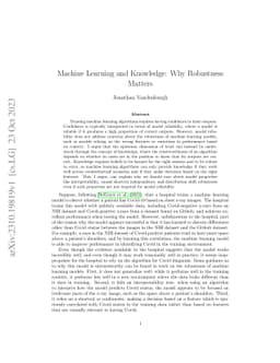 Machine Learning and Knowledge: Why Robustness Matters