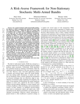 A Risk-Averse Framework for Non-Stationary Stochastic Multi-Armed
  Bandits