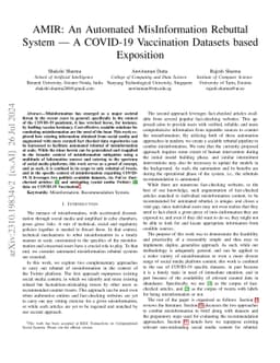 AMIR: Automated MisInformation Rebuttal -- A COVID-19 Vaccination
  Datasets based Recommendation System
