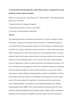 An interpretable clustering approach to safety climate analysis:
  examining driver group distinction in safety climate perceptions