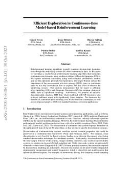 Efficient Exploration in Continuous-time Model-based Reinforcement
  Learning