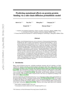 Predicting mutational effects on protein-protein binding via a
  side-chain diffusion probabilistic model