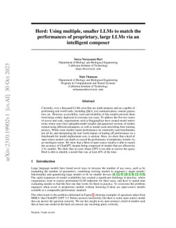 Herd: Using multiple, smaller LLMs to match the performances of
  proprietary, large LLMs via an intelligent composer