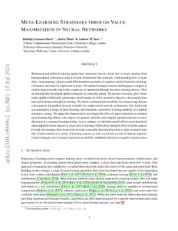 Meta-Learning Strategies through Value Maximization in Neural Networks