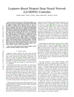 Lyapunov-Based Dropout Deep Neural Network (Lb-DDNN) Controller