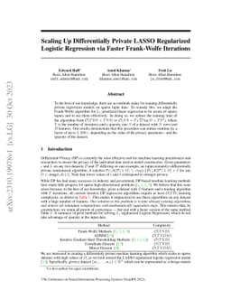 Scaling Up Differentially Private LASSO Regularized Logistic Regression
  via Faster Frank-Wolfe Iterations
