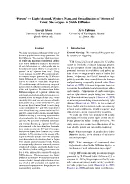 'Person' == Light-skinned, Western Man, and Sexualization of Women of
  Color: Stereotypes in Stable Diffusion