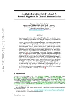 Synthetic Imitation Edit Feedback for Factual Alignment in Clinical
  Summarization