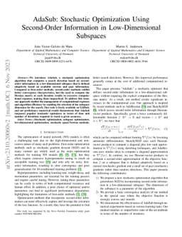 AdaSub: Stochastic Optimization Using Second-Order Information in
  Low-Dimensional Subspaces
