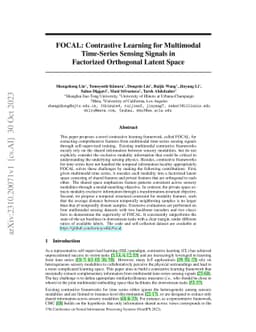 FOCAL: Contrastive Learning for Multimodal Time-Series Sensing Signals
  in Factorized Orthogonal Latent Space