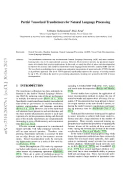 Partial Tensorized Transformers for Natural Language Processing