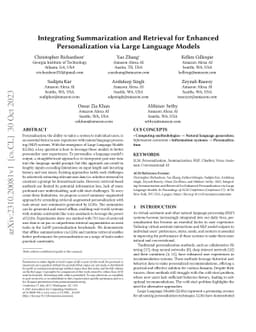 Integrating Summarization and Retrieval for Enhanced Personalization via
  Large Language Models