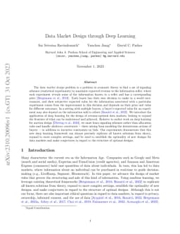 Data Market Design through Deep Learning