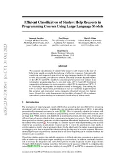 Efficient Classification of Student Help Requests in Programming Courses
  Using Large Language Models