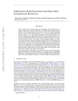 GAR-meets-RAG Paradigm for Zero-Shot Information Retrieval