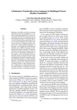 Is Robustness Transferable across Languages in Multilingual Neural
  Machine Translation?