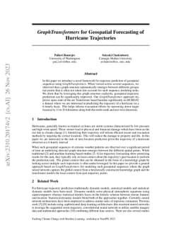 GraphTransformers for Geospatial Forecasting of Hurricane Trajectories