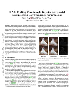 LFAA: Crafting Transferable Targeted Adversarial Examples with
  Low-Frequency Perturbations
