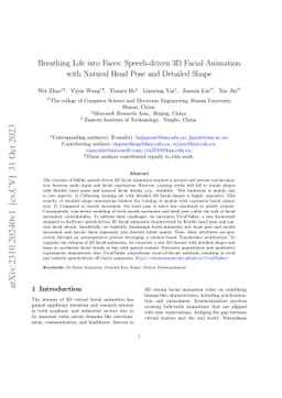 Breathing Life into Faces: Speech-driven 3D Facial Animation with
  Natural Head Pose and Detailed Shape