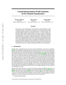 Causal Interpretation of Self-Attention in Pre-Trained Transformers