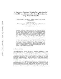 A Low-cost Strategic Monitoring Approach for Scalable and Interpretable
  Error Detection in Deep Neural Networks