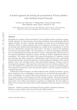 A hybrid approach for solving the gravitational N-body problem with
  Artificial Neural Networks