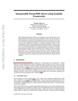 Interpretable Neural PDE Solvers using Symbolic Frameworks
