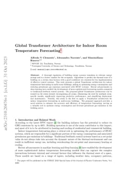 Global Transformer Architecture for Indoor Room Temperature Forecasting