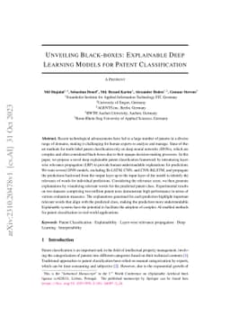 Unveiling Black-boxes: Explainable Deep Learning Models for Patent
  Classification