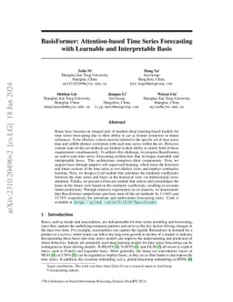 BasisFormer: Attention-based Time Series Forecasting with Learnable and
  Interpretable Basis