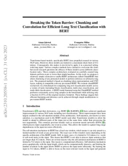 Breaking the Token Barrier: Chunking and Convolution for Efficient Long
  Text Classification with BERT