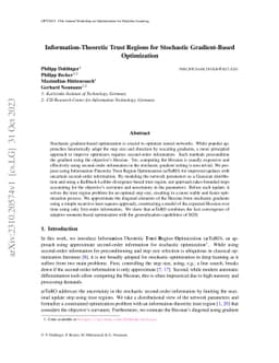 Information-Theoretic Trust Regions for Stochastic Gradient-Based
  Optimization