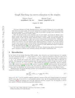 Graph Matching via convex relaxation to the simplex