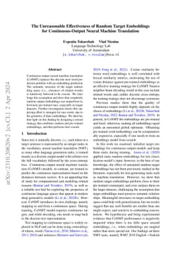 The Unreasonable Effectiveness of Random Target Embeddings for
  Continuous-Output Neural Machine Translation